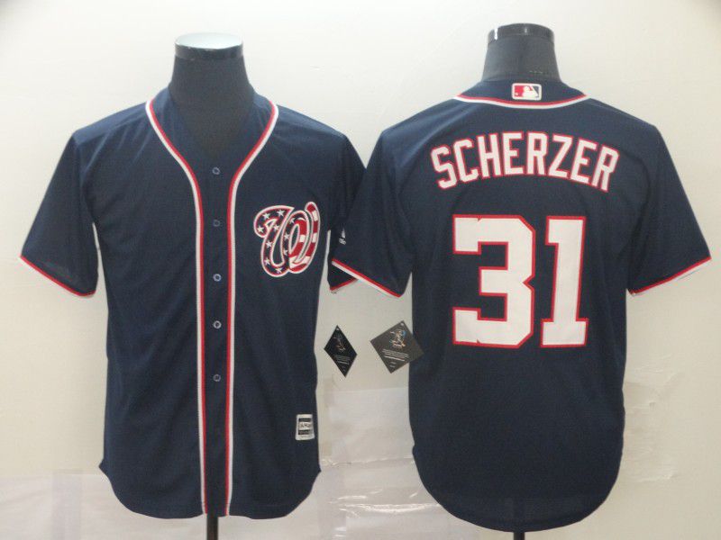 Men Washington Nationals #31 Scherzer Blue Game MLB Jerseys1->washington nationals->MLB Jersey